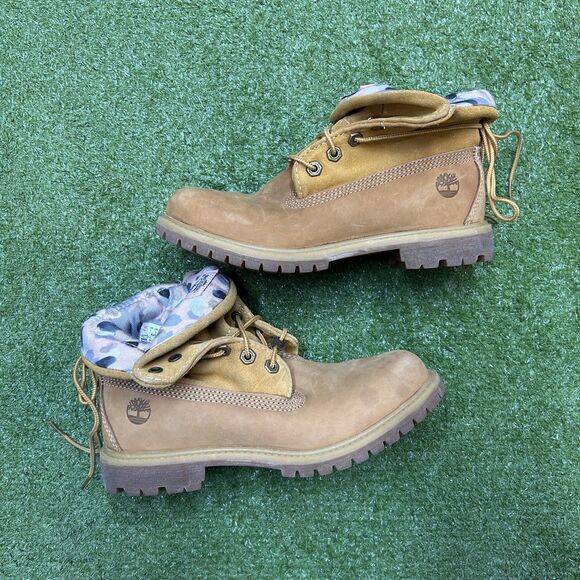 TIMBERLAND Roll Top Women's Suede Leather Work Boots Size 7 Pink Camo A2MF6 - Picture 5 of 8